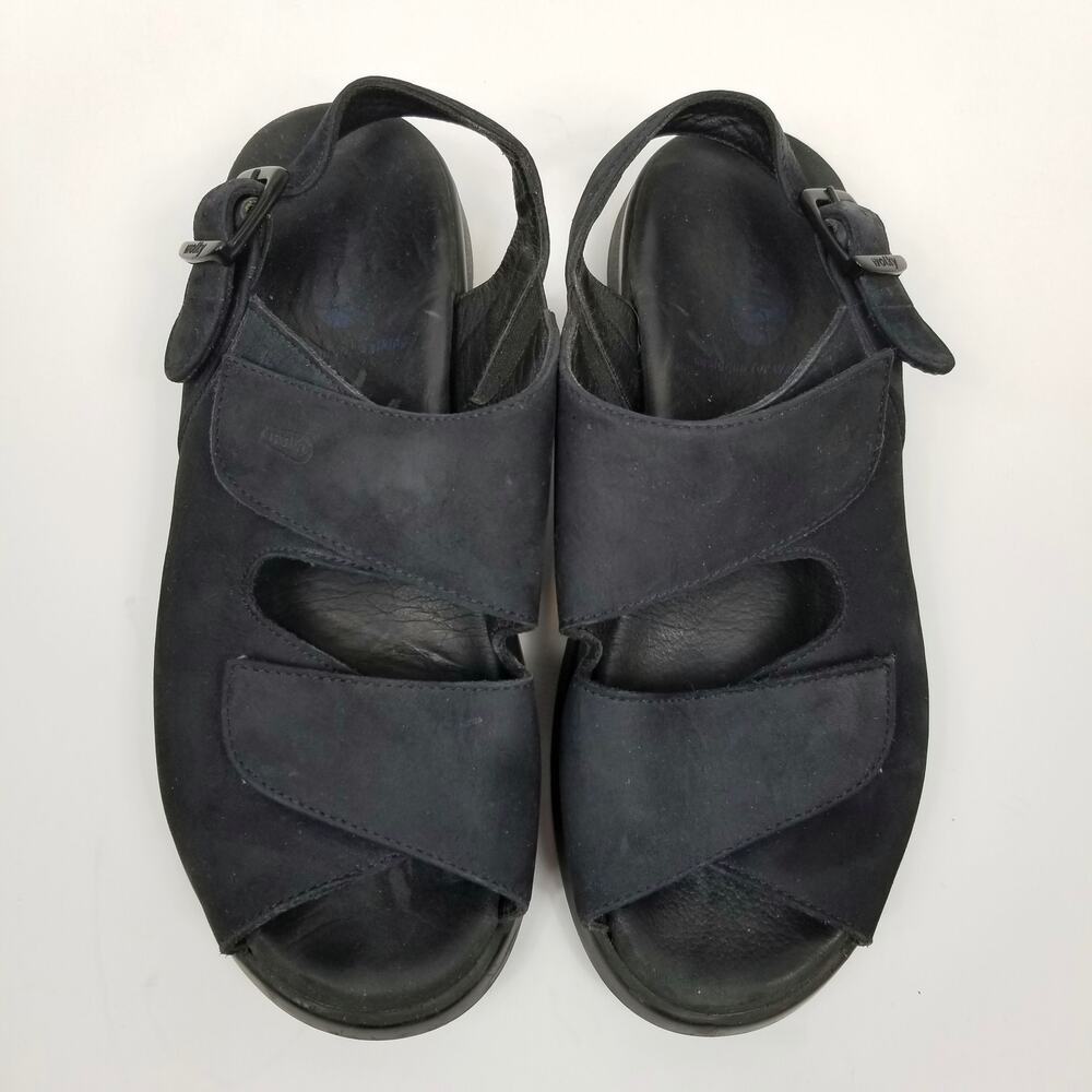 Wolky Nimes Women's Black Nubuck Leather Sandals Size 37 - Picture 2 of 10